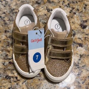 Cat & Jack Kids' Gold Glitter Velcro Sneakers